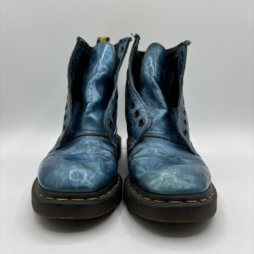 Dr. Doc Martens Sapphire Jewel Boots Women's Size 8 Holo Blue 8 Eye Classic 1460